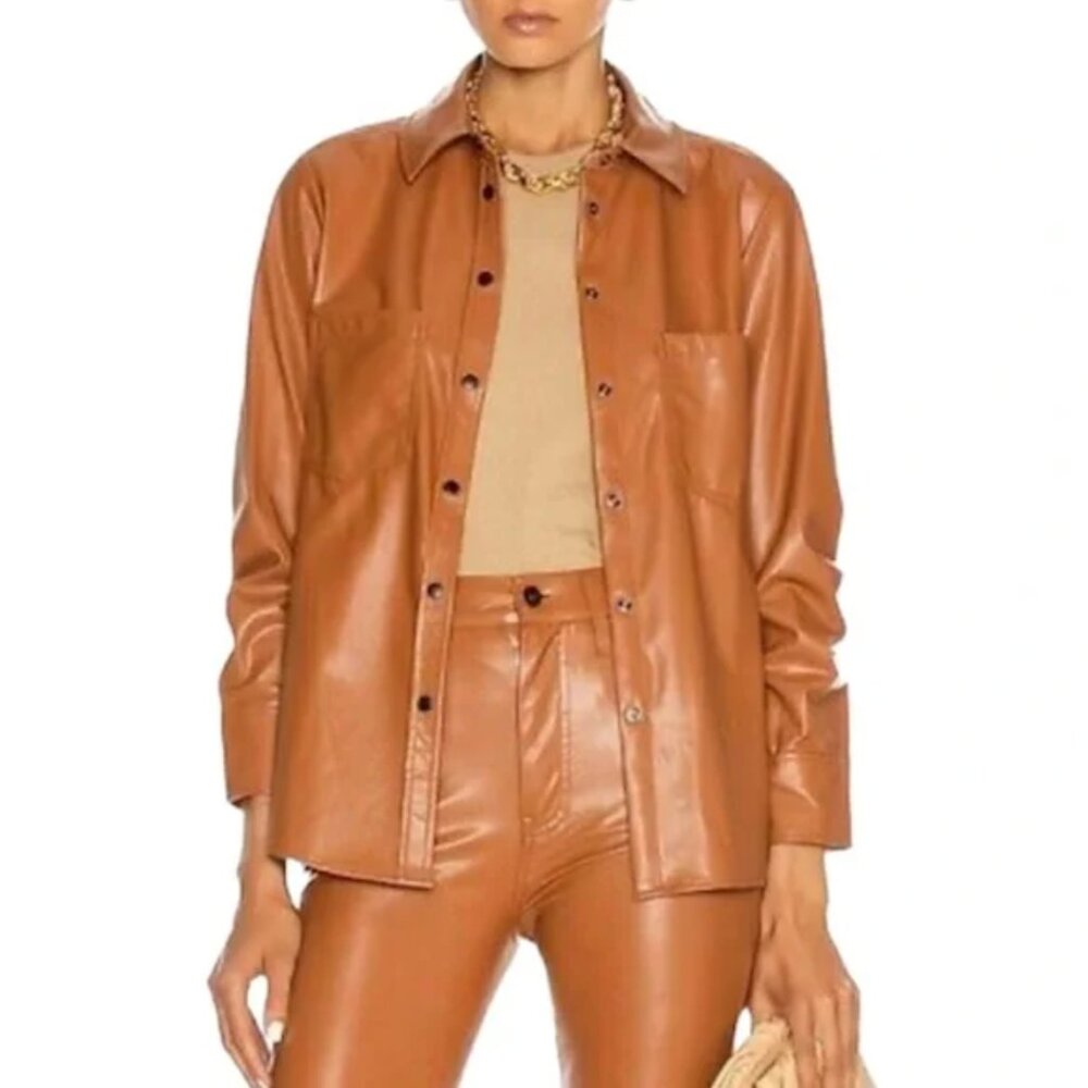 Jonathan Simkhai STANDARD Ryder Pleated Sleeve Shirt Size XS